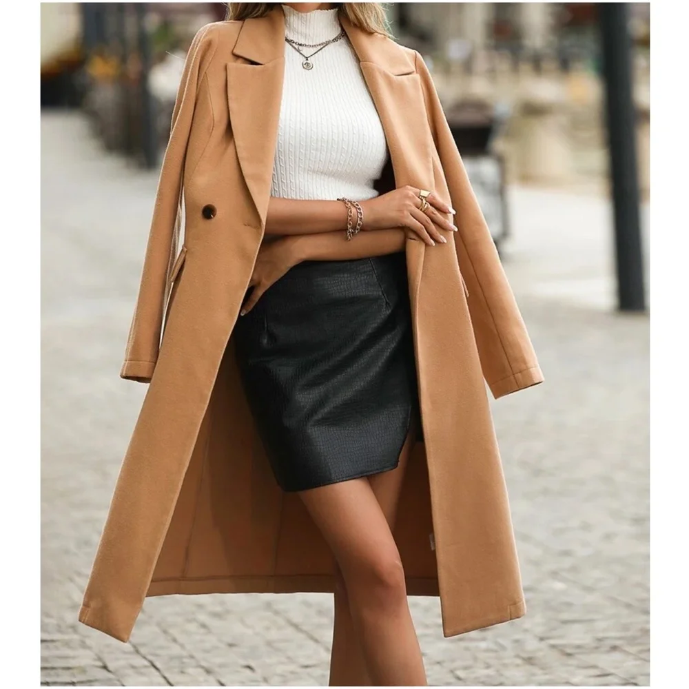 Cozy Button Minimalist Long Jacket Coat - Picture 4 of 4